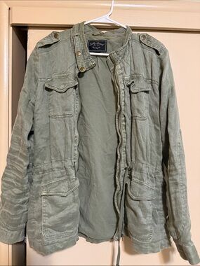 Lucky Brand Sage Green Military Field Jacket with Utility Pockets